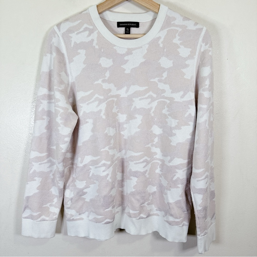 Banana Republic Camo-Print Jacquard Crew Neck Wool Sweater - Picture 5 of 16